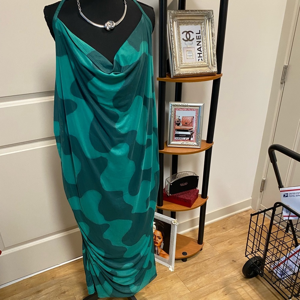 AVA & VIV WOMEN’S GREEN NEW SLEEVELESS LINED MERMAID DRESS SIZE 4X GENTLY USED - Picture 3 of 11